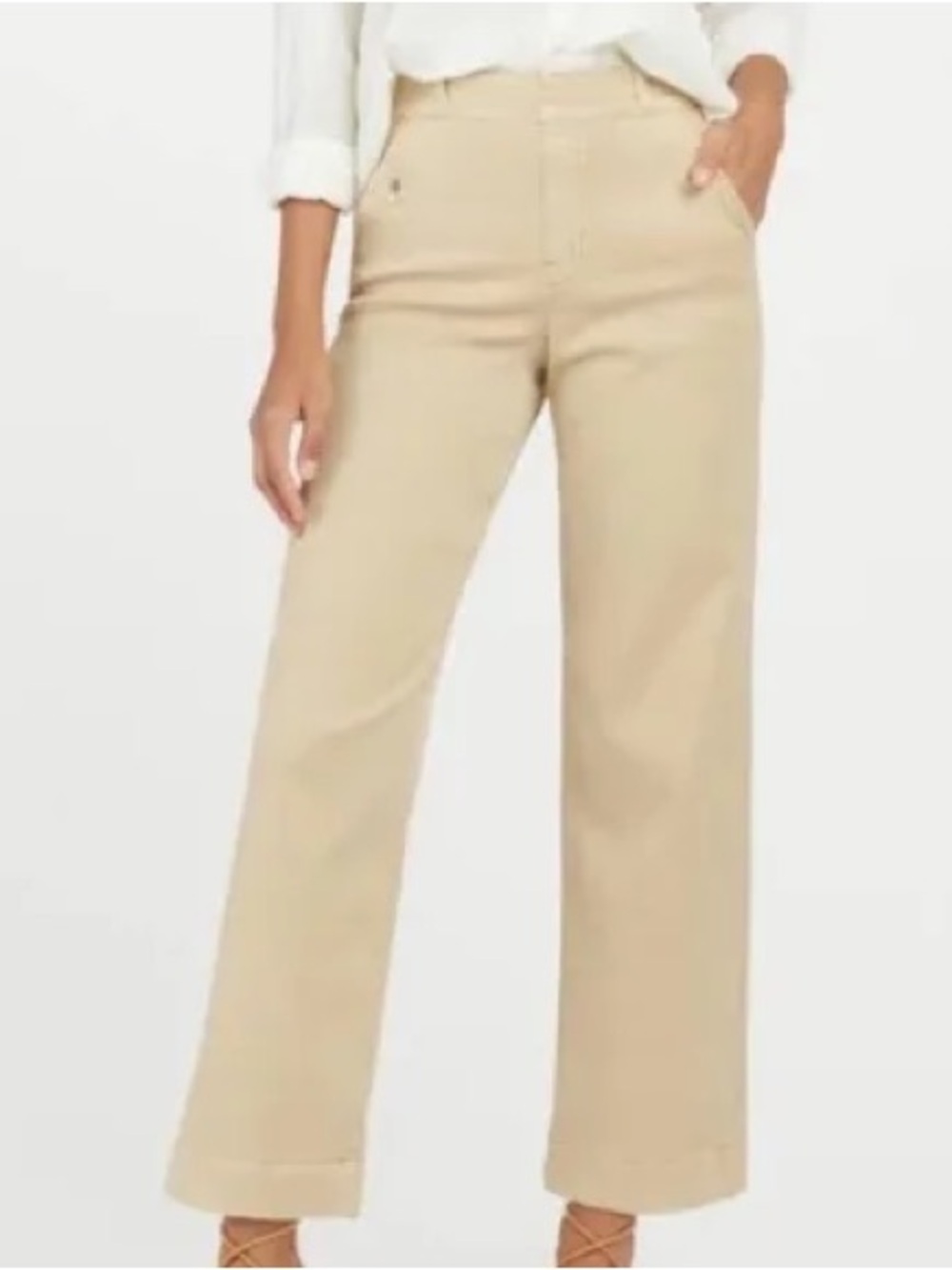 SPANX Wide-Leg Jeans in Beige